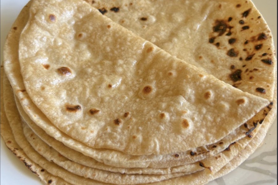 A stack of fresh chapattis